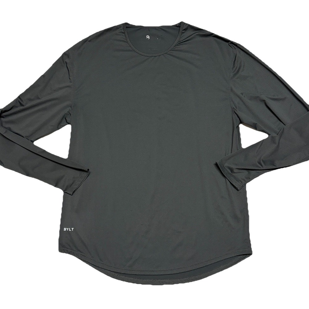BYLT Premium Basics Shirt‎ Long Sleeve Drop Cut Gray Mens XL Minimalist Active